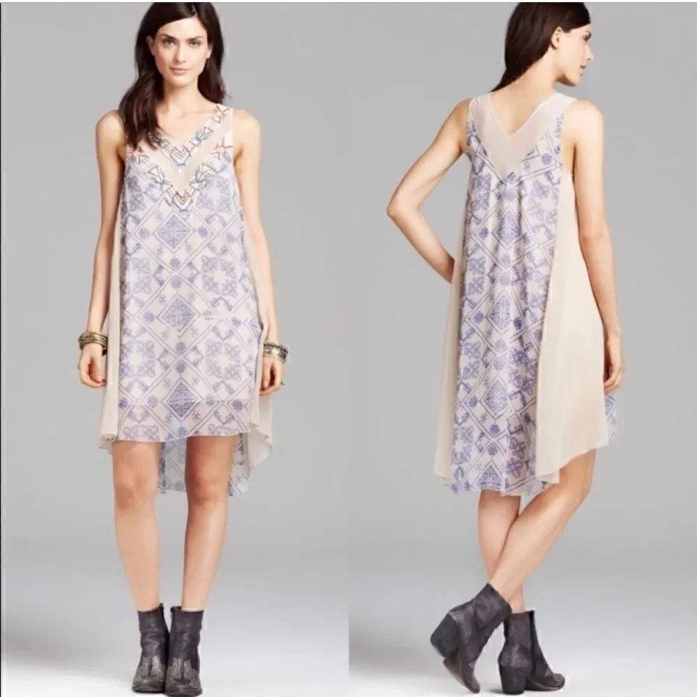 NEW Free People Ancient Mystery Dress Tea Combo Sleeveless Beaded Shift sz S